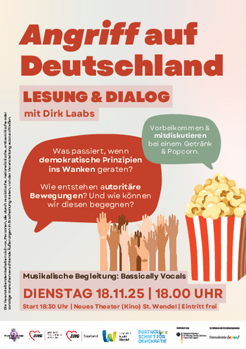 Veranstaltungsflyer Vorderseite mit Informationen zu Datum und Uhrzeit