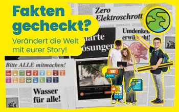 Werbeplakat für den Schulwettbewerb Entwicklungspolitik